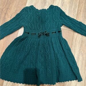 Adrienne Vittadini Teal Cable Knit 3T Kids Dress